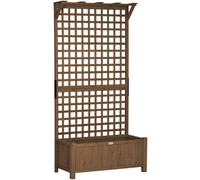 Outsunny Planter Box, Trellis Raised Bed for Vine Climbing, Raised Garden Bed, Privacy Screen for Backyard, Patio Aosom UK