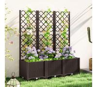 Outsunny Plastic Planter Box With Trellis, Vegetable Planter W/ Drain Plugs