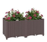 Outsunny Plastic Raised Garden Bed with Legs, Self Watering Elevated Planter Boxes with Drainage Holes and Plugs, Easy Assembly Outdoor Planter Box for Vegetables, Flowers, Herbs, 80 x 40 x 37 cm