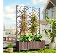Outsunny Plastic Raised Planter With Trellis And Self Watering Design