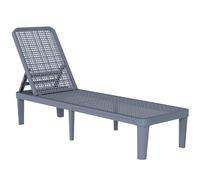 Outsunny Plastic Sun Lounger, 4-Position Adjustable Reclining Garden Lounger Sunbed for Patio, Beach, Terrace, Dark Grey