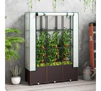 OUTSUNNY Plastic Vegetable Planter with Trellis, 120 x 40 x 140 cm in Brown Outsunny Brown 120 x 40 x 140 cm