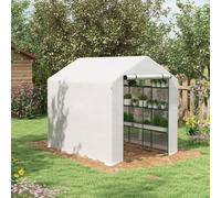 OUTSUNNY Poly Tunnel Wallk-in Greenhouse Cover Shelves Garden Plant House 244x180x210cm in White | Size: 1 Pack Outsunny White 1 Pack