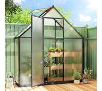 OUTSUNNY Polycarbonate Greenhouse Garden Green House with Swing Door, Black Outsunny Black