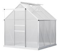 Outsunny Polycarbonate Walk-in Garden Greenhouse w/ Sliding Door Silver Tone, Silver
