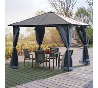 Outsunny 3X3M Outdoor Gazebo Patio Canopy Tent With Netting & Pc Board Roof - Grey, Grey