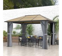 OUTSUNNY Polycarbonate Hardtop Gazebo with Aluminium Frame & Curtains in Grey Outsunny Grey