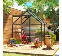 Outsunny Polycarbonate Walk-In Garden Greenhouse W/ Sliding Door Grey Grey