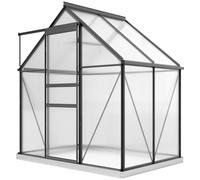 Outsunny Polycarbonate Walk-In Garden Greenhouse W/ Sliding Door Grey Grey