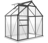Outsunny Polycarbonate Walk-in Garden Greenhouse W/ Sliding Door - Grey | TJ Hughes