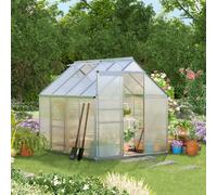 Outsunny Polycarbonate Walk-in Garden Greenhouse w/ Sliding Door | TJ Hughes