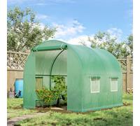 Outsunny Polytunnel Greenhouse Roll Up Door Windows Outdoor Grow House 2X2.5M Green
