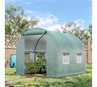 Outsunny Polytunnel 2.5 x 2 x 2m Greenhouse Grow House w/ Roll Up Door, Green