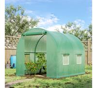 Outsunny Polytunnel 2.5 x 2 x 2m Greenhouse Grow House w/ Roll Up Door, Green
