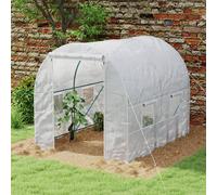 Outsunny Polytunnel Greenhouse Outdoor Grow House Roll Up Door Windows 2X2.5M