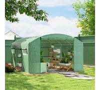 Outsunny Polytunnel Greenhouse With 3 Roll-Up Doors, 4 X 3 X 2M, Green