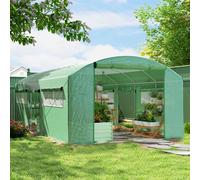 Outsunny Polytunnel Greenhouse With 3 Roll-Up Doors, 6 X 3 X 2M, Green Green