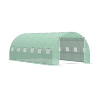Outsunny Polytunnel Greenhouse with Mesh Windows, Walk-in Greenhouse, Green