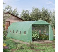Outsunny Polytunnel Greenhouse With Mesh Windows, Walk-In Greenhouse, Green