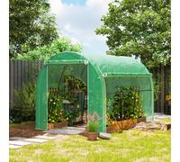 Outsunny Polytunnel Greenhouse With Pe Cover, Galvanised Steel Frame, Green, Green