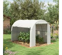 Outsunny Polytunnel Greenhouse With Pe Cover, Galvanised Steel Frame, White, White