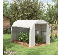 Outsunny Polytunnel Greenhouse With Pe Cover, Galvanised Steel Frame, White, White