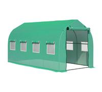 Outsunny 4 x 2m Walk In Polytunnel Greenhouse Galvanized Steel w/ Zipped Door, Green