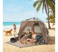 Outsunny Pop Up Beach Tent for 2-3 Person with Carry Bag, UPF15+, Brown