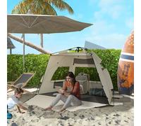 OUTSUNNY Pop Up Beach Tent for 2-3 Person with Carry Bag, UPF15+ in Khaki Outsunny Khaki
