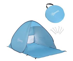 Outsunny Pop up Beach Tent, UV 30+ Portable Sun Shelter with Carry Bag, 2x1.5m for 2-3 Person, Blue