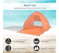 Outsunny Pop up Beach Tent, UV 30+ Sun Shelter with Carry Bag, 2x1.5m for 2-3 Pe