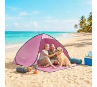 Outsunny Pop up Beach Tent, UV 50+ Sun Shelter with Carry Bag, Pink