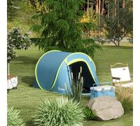 Outsunny 2 Man Pop up Tent, Camping Tent, 2000mm Waterproof with Portable Carry Bag for Fishing Hiking Backpacking, Blue