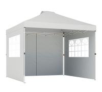 Outsunny Pop Up Canopy Waterproof Height Adjustable Gazebo with 3 Sidewalls Wheeled Bag for Parties 3 x 3 m White