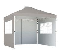 Outsunny Pop Up Canopy Waterproof Height Adjustable Gazebo with 3 Sidewalls Wheeled Bag for Parties 3 x 3 m Grey