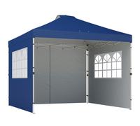 Outsunny Pop Up Canopy Waterproof Height Adjustable Gazebo with 3 Sidewalls Wheeled Bag for Parties 3 x 3 m Dark Blue