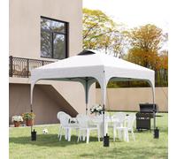 Outsunny Pop Up Gazebo Foldable w/ Wheeled Carry Bag & 4 Weight Bags, White