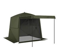 Outsunny Pop Up Gazebo Waterproof Instant Shelter with Awning Mesh Windows for Camping Patio 2 x 2 m, Army Green