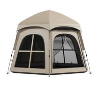 Outsunny Pop Up Tent 2 Doors Carry Bag 3000mm Waterproof 3-4 | Instant Camping Tent, 4 Windows, Stakes and Ropes Included