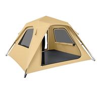 Outsunny Pop Up Tent 3000mm Waterproof Camping Tents with Mesh Windows 3-4 People Khaki