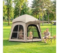 OUTSUNNY Pop Up Tent 3000mm Waterproof for 3-4 Person Khaki Outsunny Khaki