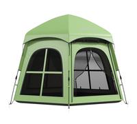 Outsunny Pop Up Tent 3000mm Waterproof Instant Camping Tent 3-4 Person with 2 Doors 4 Windows Green