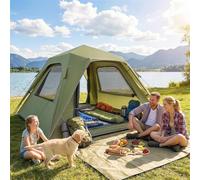 OUTSUNNY Pop Up Tent Waterproof Camping Tents 3-4 People Green in Dark Green Outsunny Dark Green