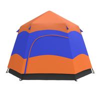 OUTSUNNY Pop Up Tent with Rainfly, Hexagon 3 Man Dome Tent in Orange Outsunny Orange