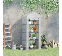 Outsunny Mini Greenhouse 4-Tier Portable Plant House Shed w/ PE Cover, White