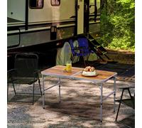 Outsunny Portable Aluminum Folding Picnic Table Outdoor Lightweight Bbq Party Desk In Brown Brown
