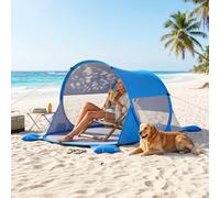 Outsunny 1-2 Person Pop up Beach Tent Hiking UV 30+ Protection Patio Sun Shade Shelter Portable Automatic - Blue