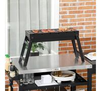 Outsunny Portable Charcoal Grill with Pull-Out Charcoal Basin, Folding Tabletop Barbecue, Compact Camping BBQ, Galvanised Metal, 73 x 20 x 35 cm, Black