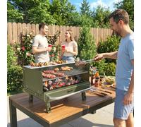 Outsunny Portable Barbecue Grill With Adjustable Grates For Camping In Green