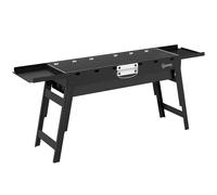 Outsunny Portable BBQ Grill, Foldable Charcoal Grill for Camping and Picnics with 2 Side Shelves and Handle, Black